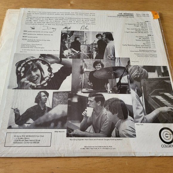 THE MONKEES Headquarters LP Vinyl 1967 Colgems Records COM-103 Shrink Wrap LP9 - Picture 2 of 9